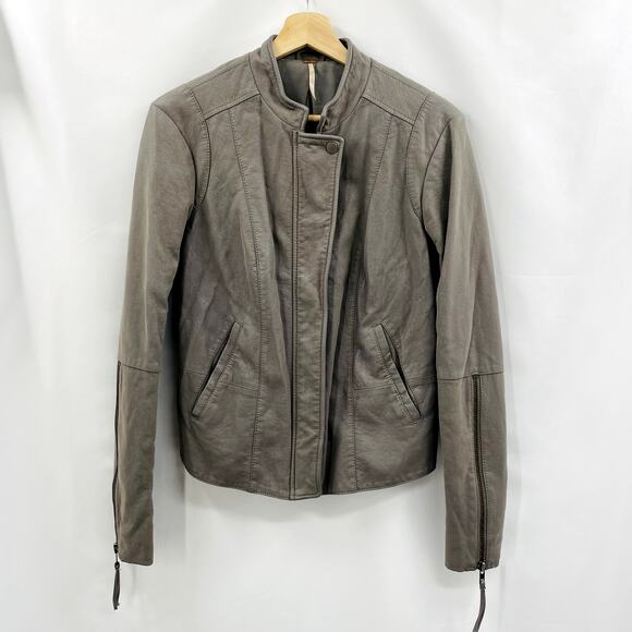 Free People gray vegan leather moto jacket - Picture 2 of 5